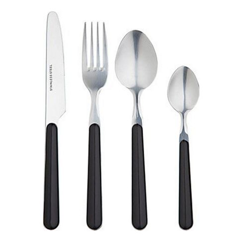Image of Kitchen Craft Stainless Steel Black Cutlery Set, 16 Piece