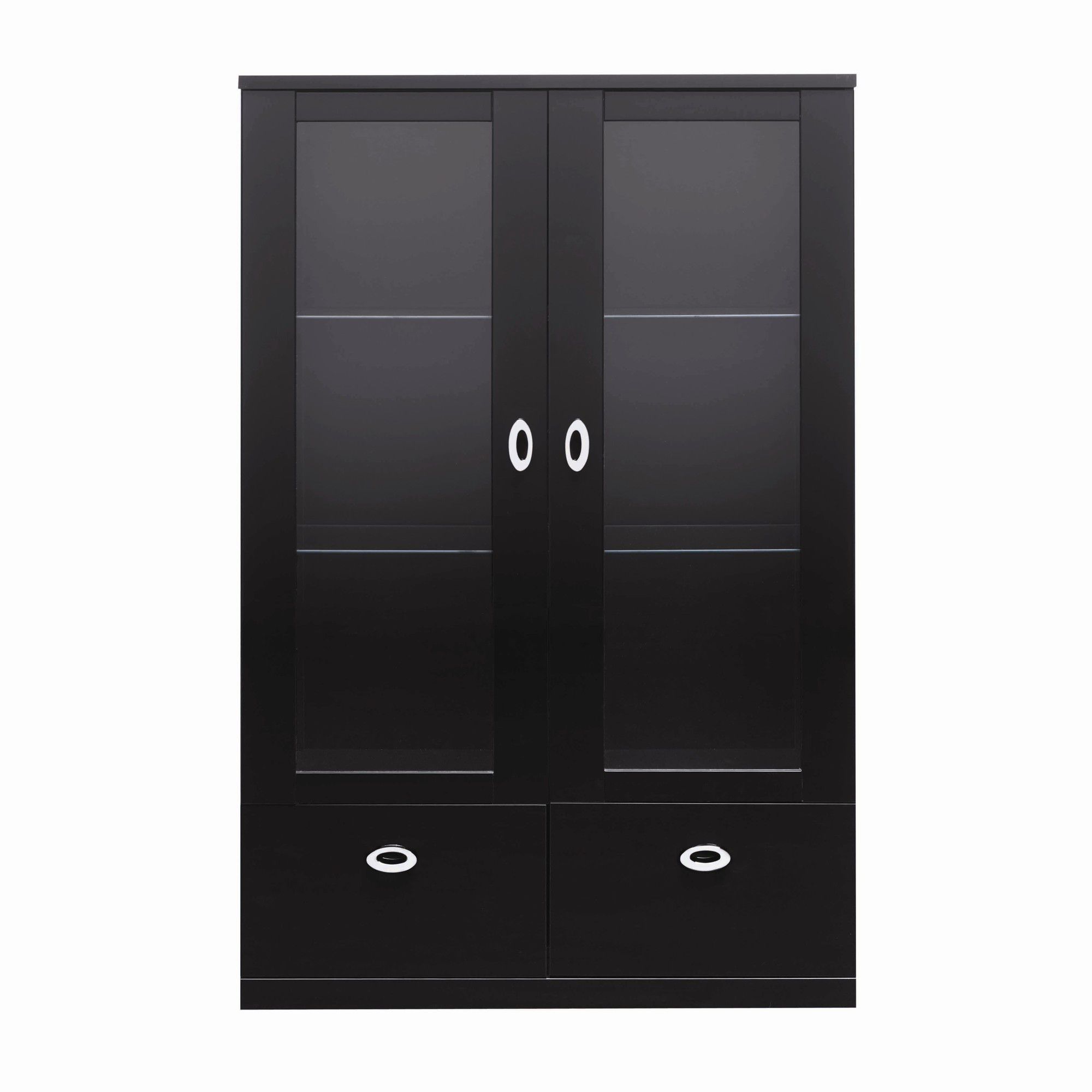 Caxton Manhattan 2 Glazed Door / 2 door Display Cabinet in Black Gloss at Tescos Direct