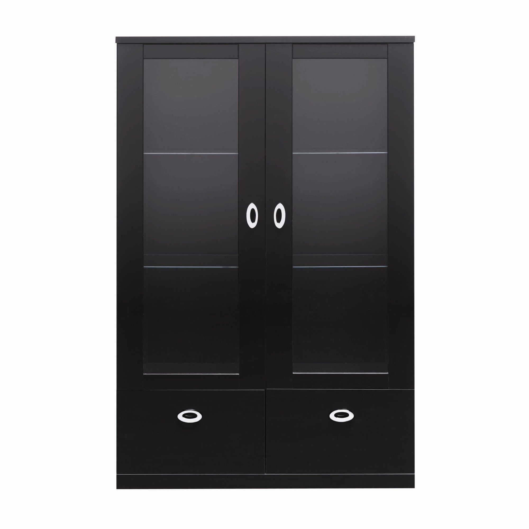 Caxton Manhattan 2 Glazed Door / 2 door Display Cabinet in Black Gloss at Tesco Direct