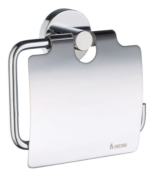 Image of Smedbo Home Toilet Roll Holder With Lid - Polished Chrome