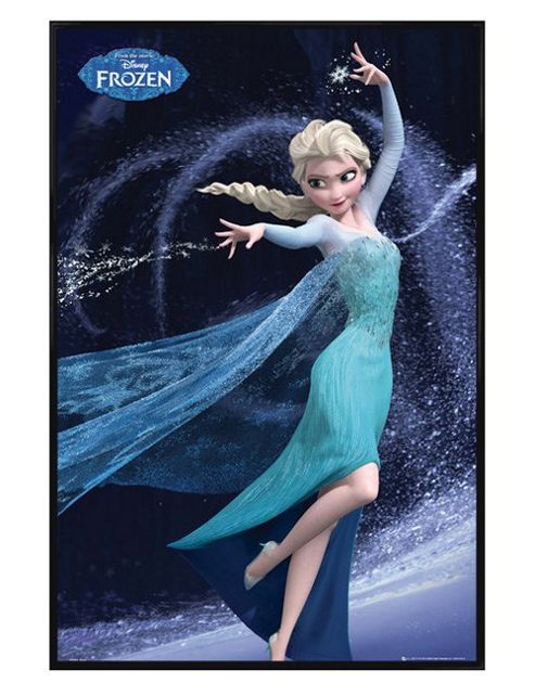 Image of Frozen Disney's Gloss Black Framed Let It Go Poster
