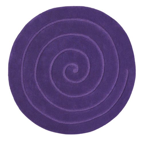 Image of Oriental Carpets & Rugs Spiral Purple Tufted Rug - Round 140cm