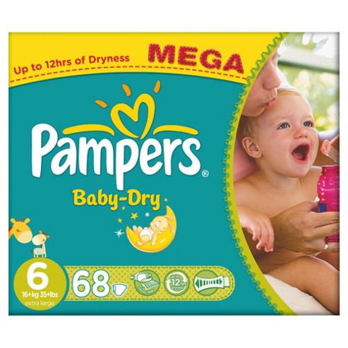 Image of Pampers Baby Dry Size 6 Mega Pack - 68 Nappies