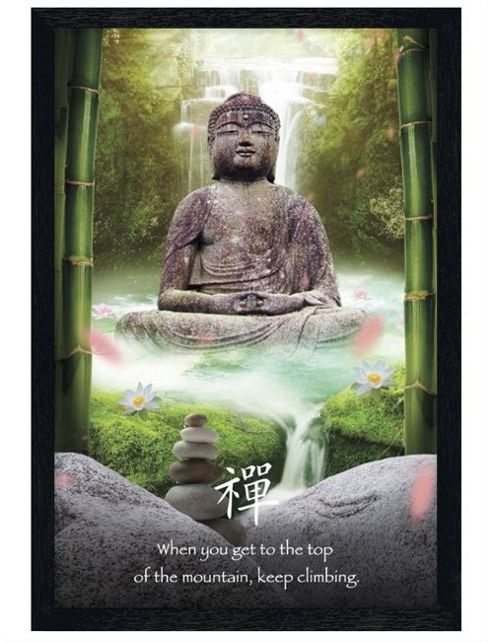 Image of Zen Buddha Black Wooden Framed When You Get To The Top Of The Mountain, Keep Climbing Poster