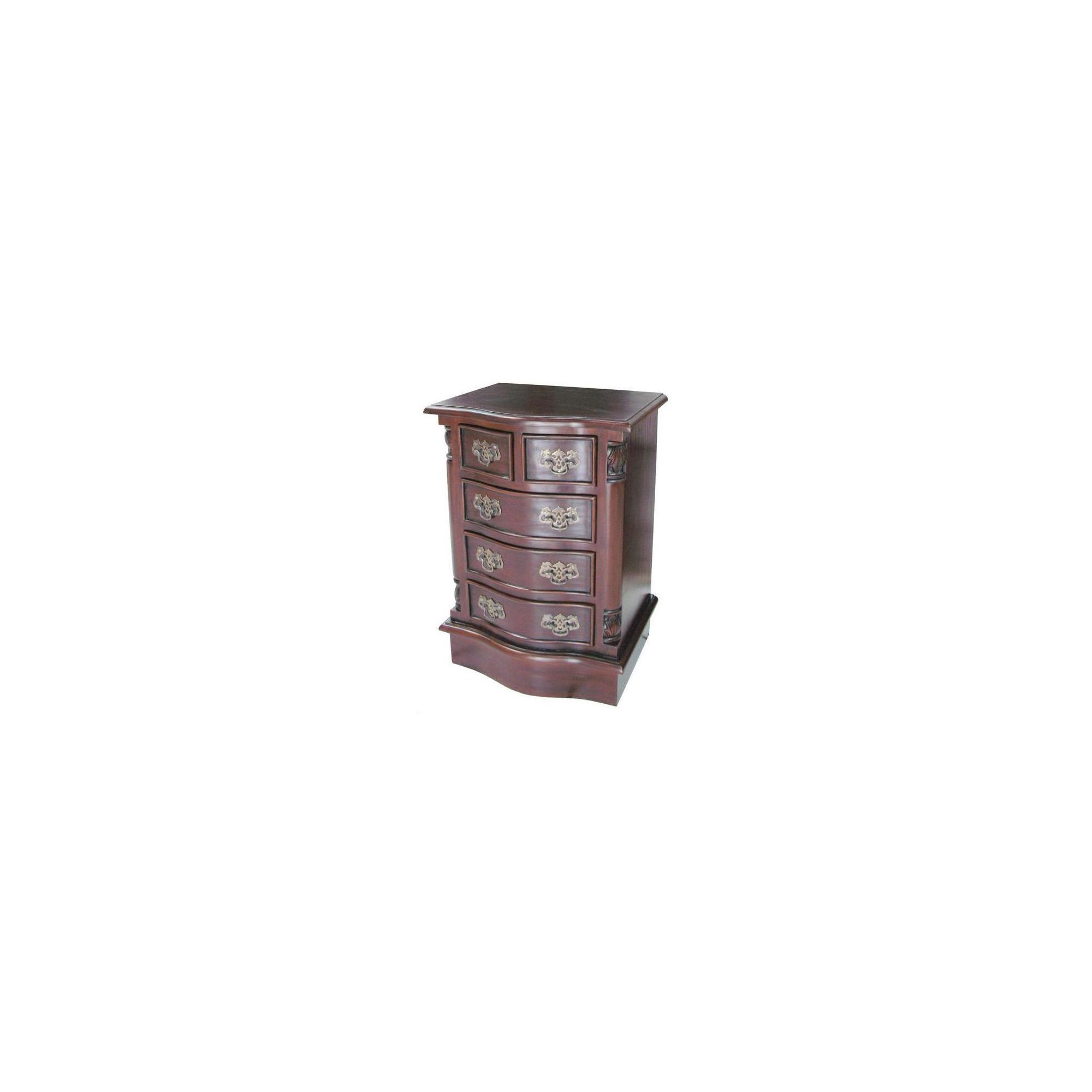 Lock stock and barrel Mahogany 5 Drawer Bowfront Bedside Table in Mahogany - Antique White at Tesco Direct