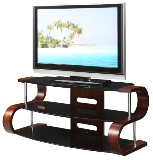 Image of Jual Curve - Curved Walnut / Black 50 Inch Tv Stand
