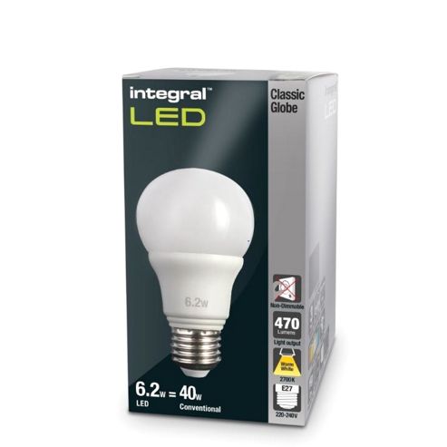 Image of Pack Of Ten Integral E27 6.2w Warm White Globes