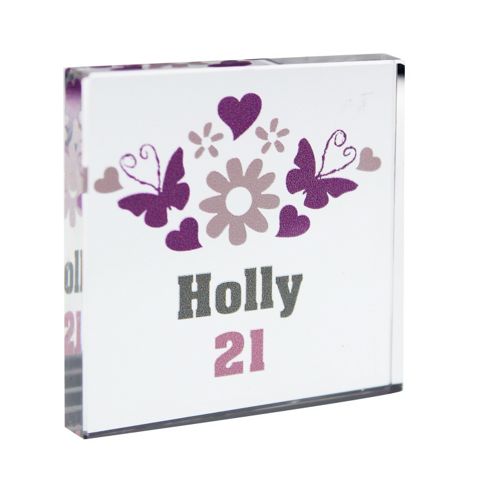 Image of Personalised Butterfly & Flowers Small Birthday Age Token