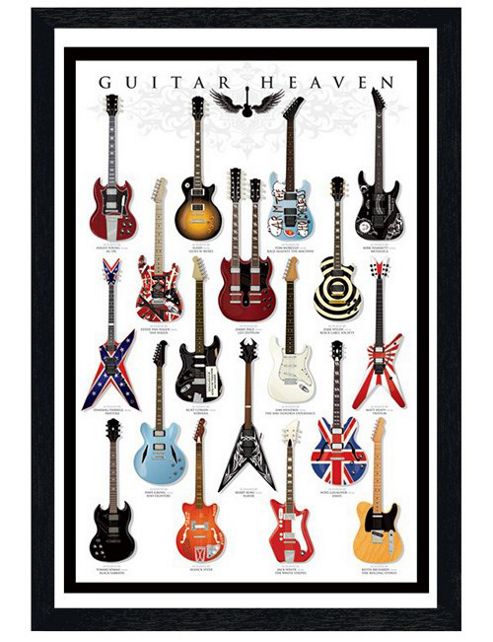Image of A Collector's Paradise Black Wooden Framed Guitar Mania Poster