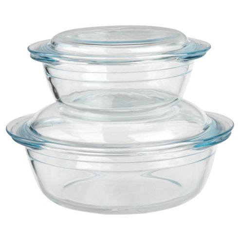 Image of Tesco Glass Casserole Set 2 Piece 23l/1l