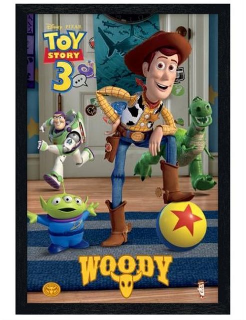 Image of Black Wooden Framed Toy Story 3 Woody Poster