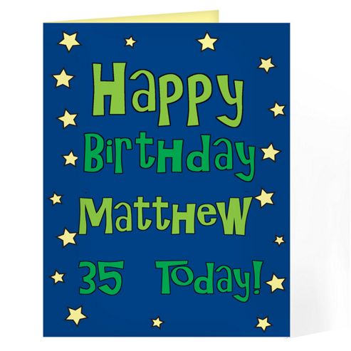 Image of Personalised Blue Star Birthday Age Card