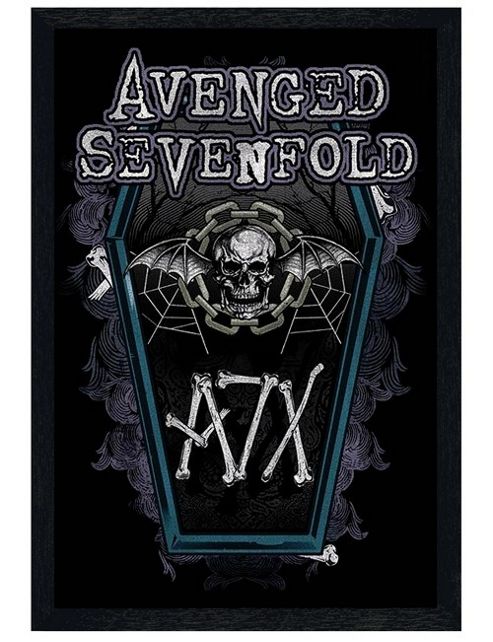 Image of Avenged Sevenfold Black Wooden Framed Chain Coffin A7x Poster