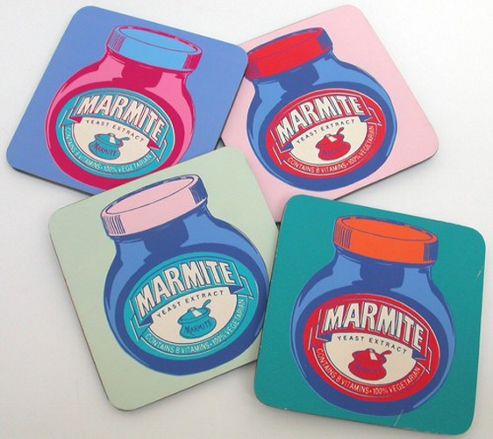 Image of Marmite Pop Art Design Set Of 4 Coasters