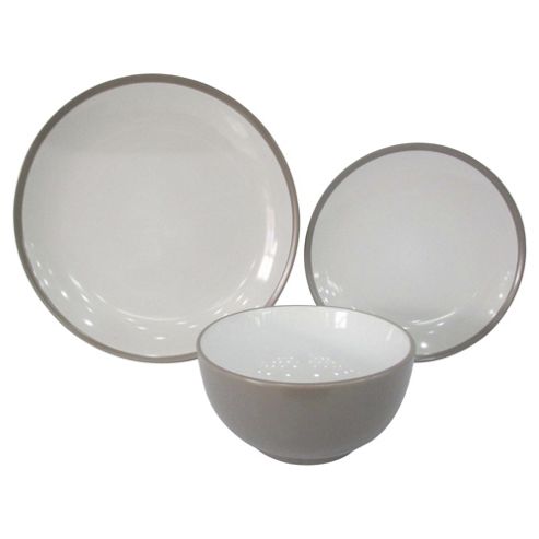 Image of Two Tone Dinner Set, 12 Piece, 4 Person, Taupe