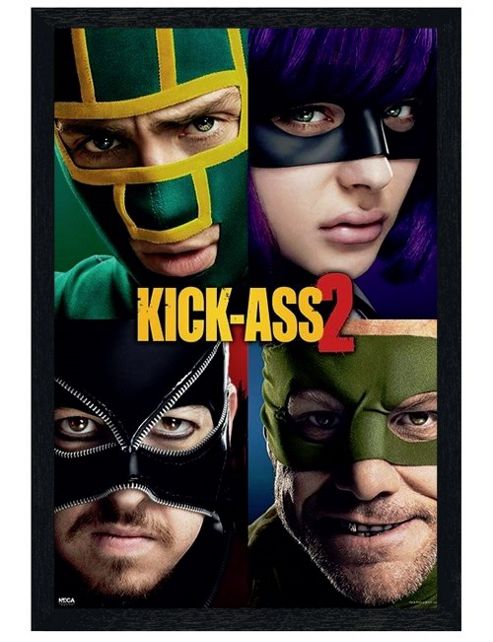 Image of Black Wooden Framed Kick Ass 2 Main Characters Poster
