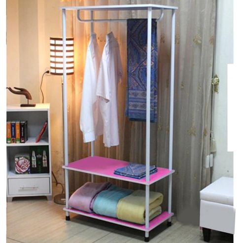 Image of Candie - Open Wardrobe / Clothes Storage Rail - Pink / White