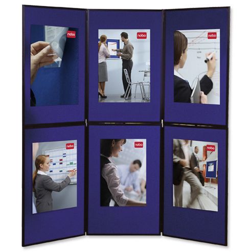 Image of Nobo Showboard Display 9kg 6 Panels Each Of W600xh900xd20mm Sides Blue And Grey Ref 1900043