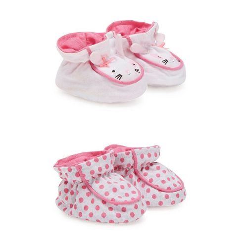 Image of Spotty And Bunny Rabbit Booties- 2 Pack