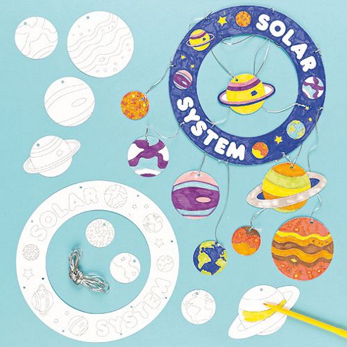 Image of Solar System Colour-in Craft Mobiles (pack Of 4)