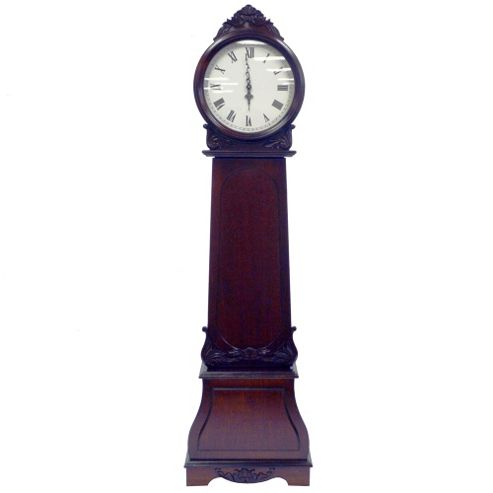 Image of Regal - Grandfather Clock With Chimes And Storage Shelves - Mahogany