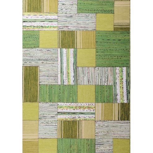 Image of Inrugs Patch Green Woven Rug - 150cm X 80cm (4 Ft 11 In X 2 Ft 7.5 In)