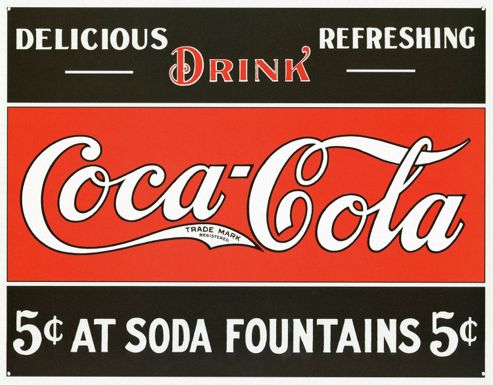Image of Coca-cola Coca Cola At Soda Fountains! Tin Sign