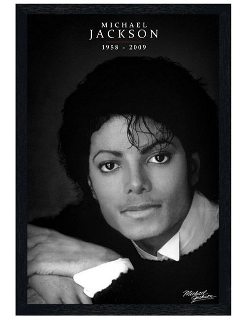 Image of Michael Jackson Black Wooden Framed Black And White Portrait Mj Poster