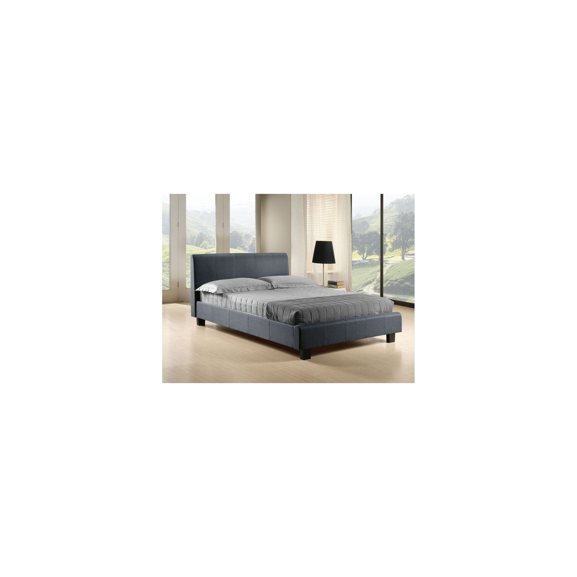 Altruna Hamburg Fabric Bed Frame - Double - Pebble Grey at Tesco Direct