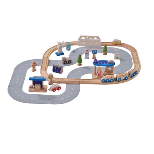 Image of Everearth 50 Pcs Eco City Train Set 36m+