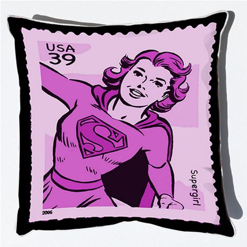 Image of Supergirl, Super Hero Cushion - Lilac 100% Cotton