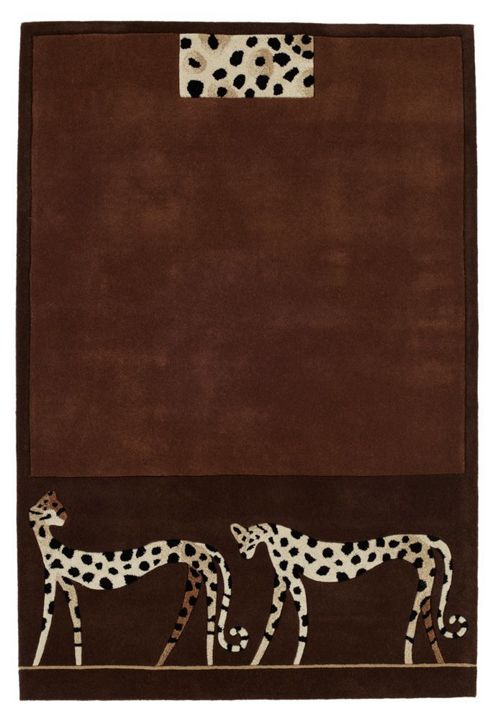 Image of Husain International Leopard Brown Tufted Rug - 180cm X 120cm (5 Ft 11 In X 3 Ft 11 In)