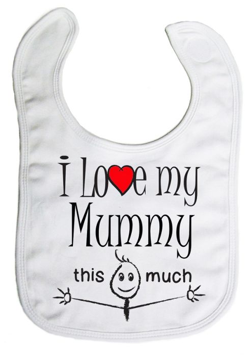 Image of Dirty Fingers, I Love My Mummy This Much, Baby Feeding Bib, White