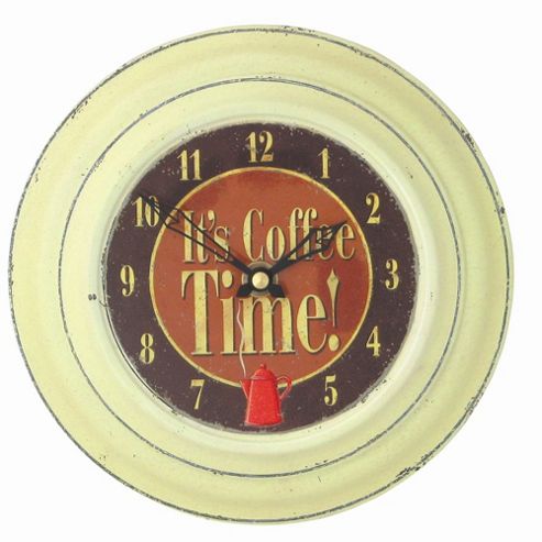 Image of Roger Lascelles Clocks Cream Tin Coffee Wall Clock