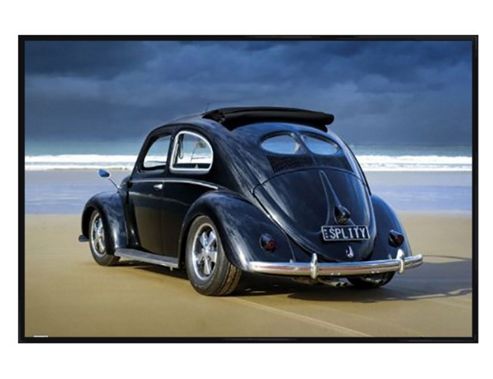 Image of Vw Californian Gloss Black Framed Splitty Poster