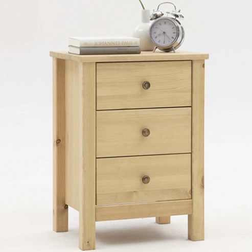 Image of Nature - Solid Wood 3 Drawer Bedside Cabinet - Light Stain
