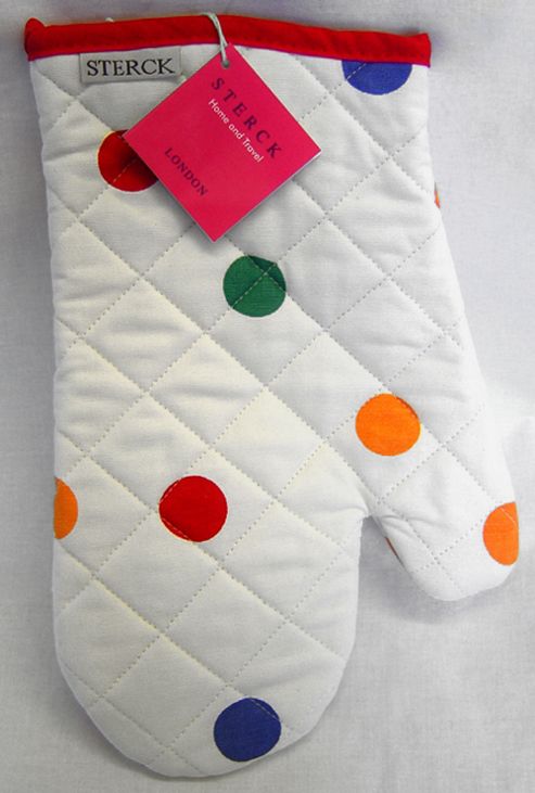 Image of Sterck Spotty Print Oven Mitt, White