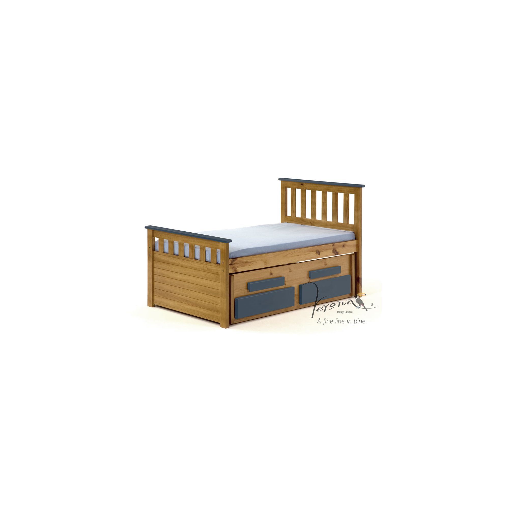 Verona Bergamo Kids Captains Bed with guest bed - Antique Blue at Tesco Direct