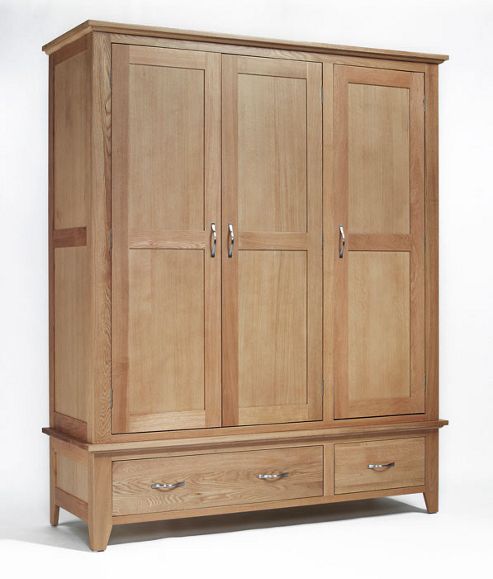 Image of Ametis Sherwood Oak 2 Drawer Triple Wardrobe