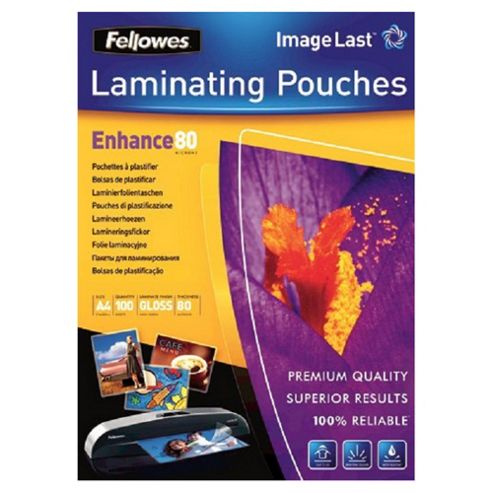 Image of Fellowes Laminating Pouches 80 Mic A4 100pk