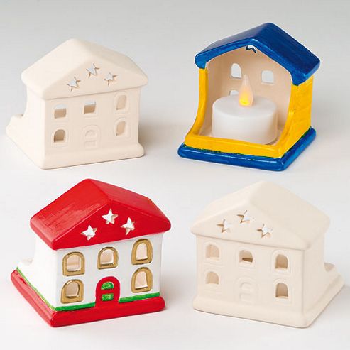 Image of House Ceramic Tealight Holders (pack Of 4)