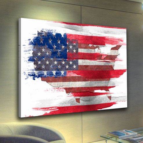 Image of Parvez Taj American Map Canvas Wall Art - 41 Cm H X 61 Cm W X 5 Cm D