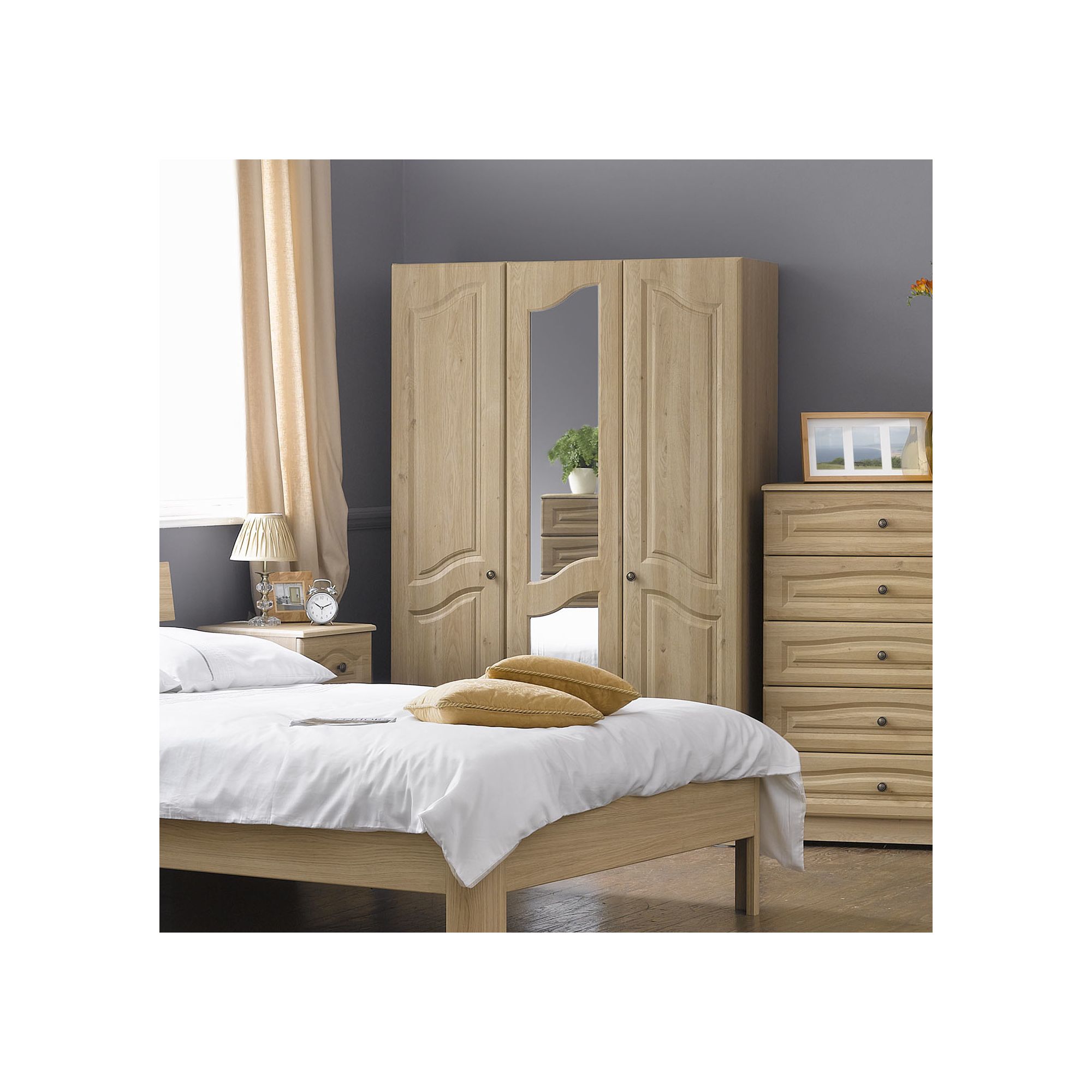 Alto Furniture Visualise Bordeaux Three Door Robe in Oak at Tesco Direct