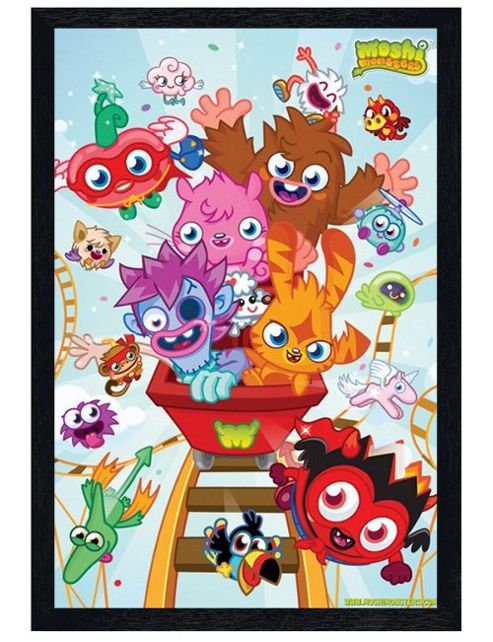 Image of Moshi Monsters Black Wooden Framed Rollercoaster Ride Poster