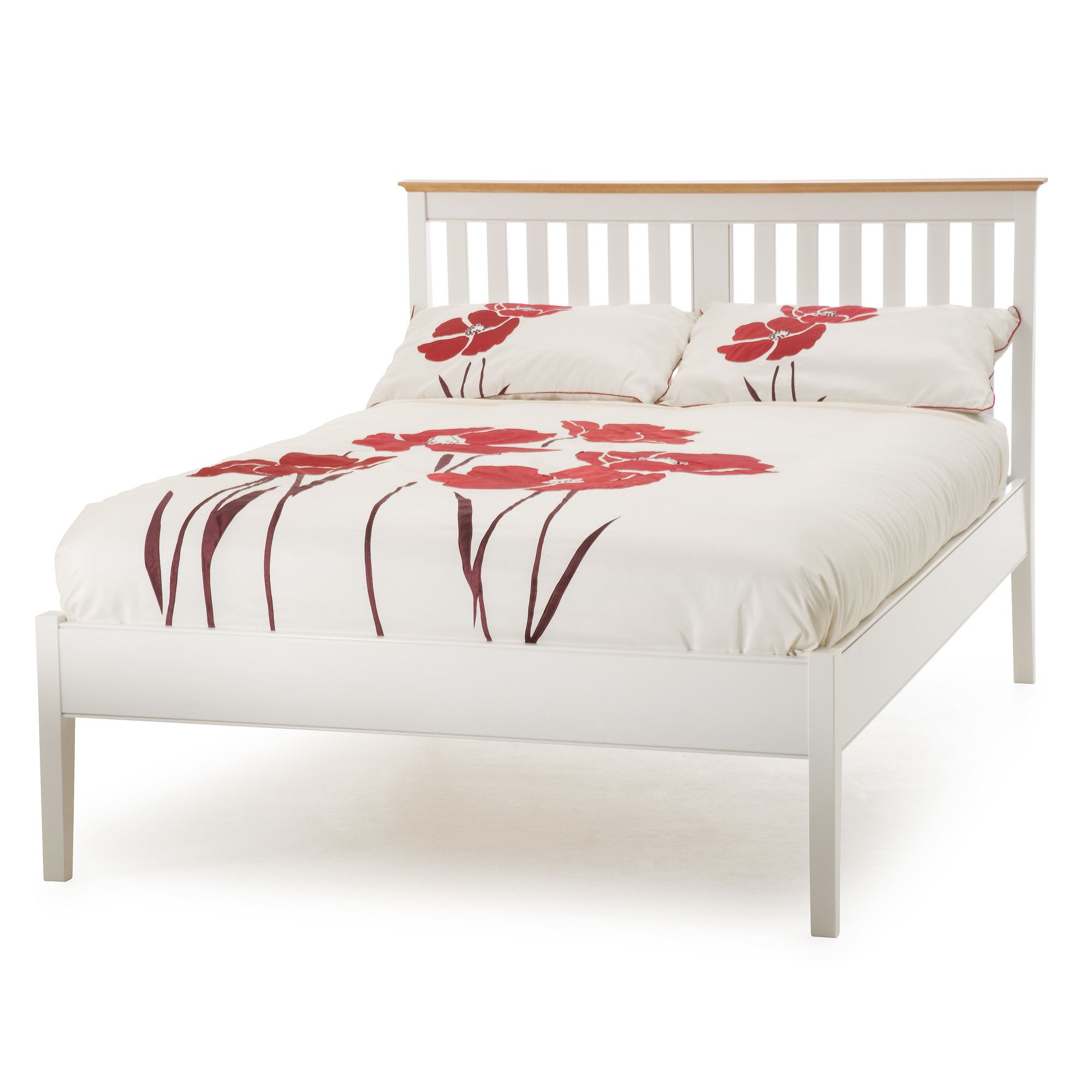 Serene Furnishings Grace Low Foot End Bed - Golden Cherry with Opal White - Small Double at Tesco Direct