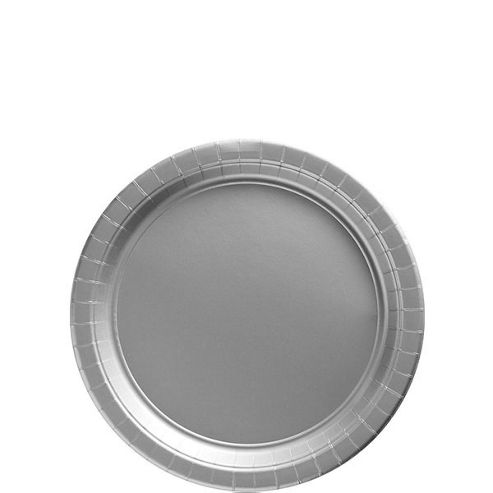 Image of Silver Dessert Plates - 17cm Paper Party Plates, Pack Of 8