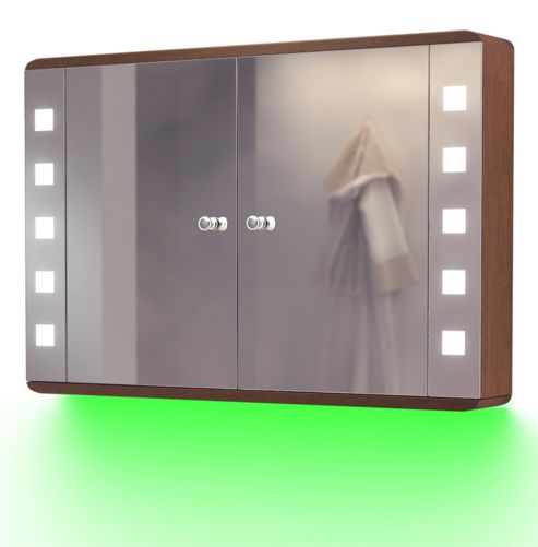 Image of Ambient Solid Oak Bathroom Cabinet With Demister, Sensor & Shaver Socket K82g