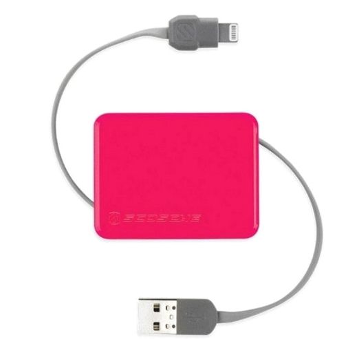 Image of Scosche Boltbox (0.9m) Retractable Charge And Sync Cable With Keychain (pink) For Lightning Devices (iphone 5/5s/6)