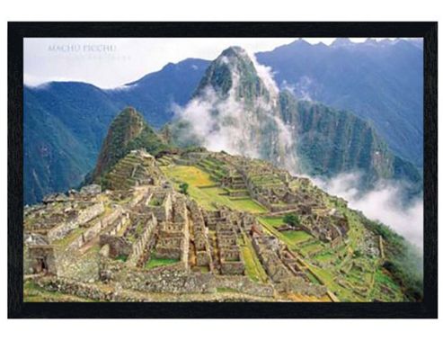 Image of Machu Pichu Black Wooden Framed Mountain Town Poster
