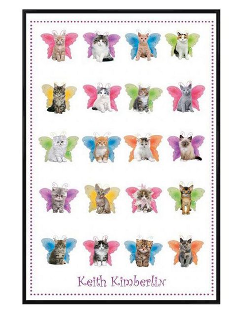 Image of Keith Kimberlin Gloss Black Framed Angelic Kittens Poster